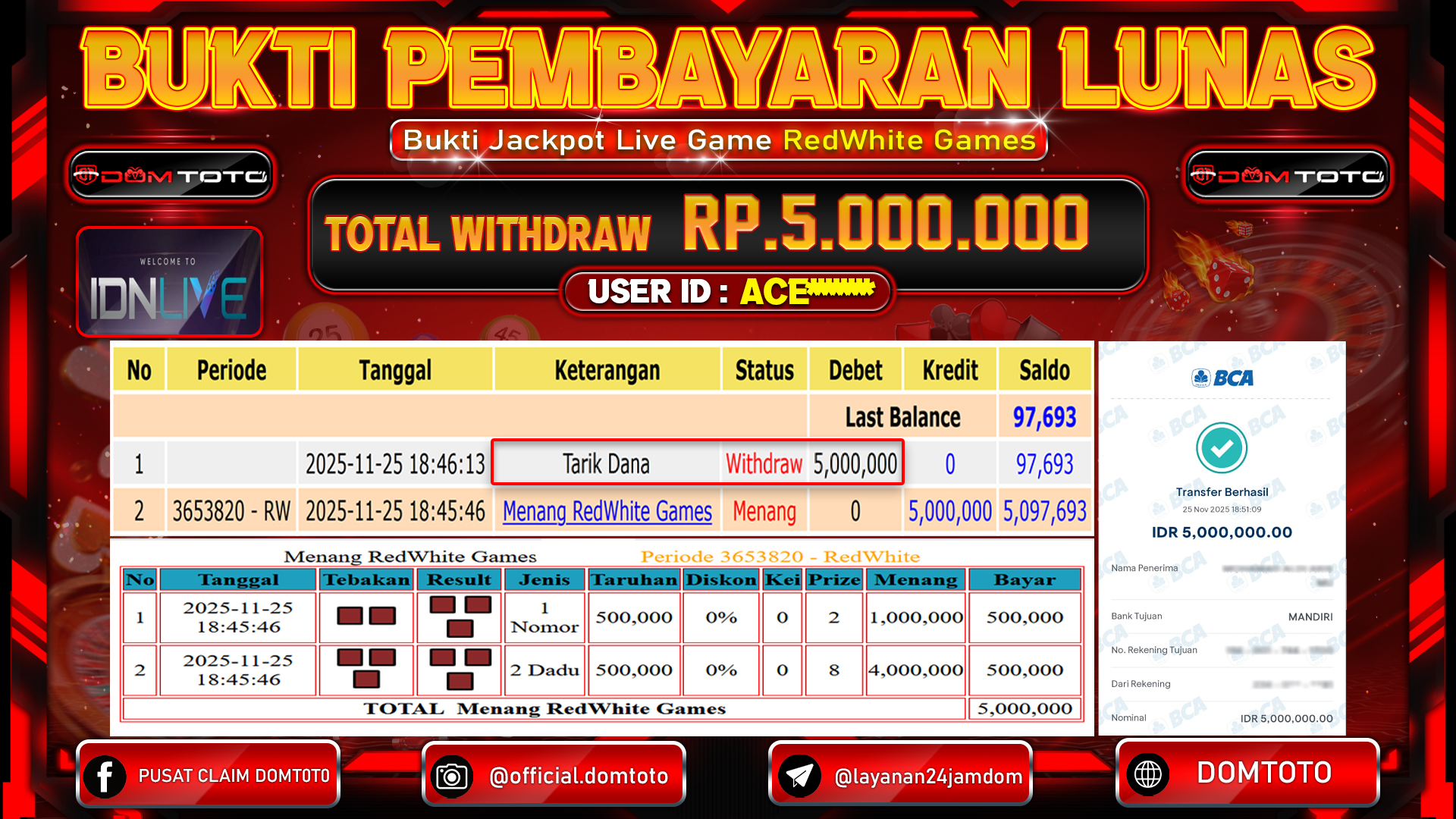 JACKPOT LIVE Games RedWhite  25 NOVEMBER 2025